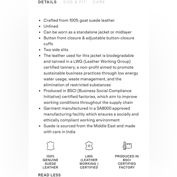 NWT Quince 100% Goat Suede Leather Over-shirt Black Woman’s Size Medium - Picture 9 of 11